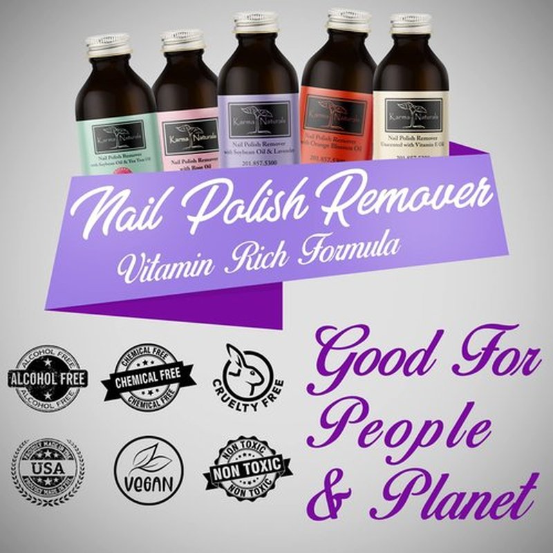 Karma Organic Nail Polish Remover and 2in1 Base & Top Coat Bundle – Beauty Natural Soybean Lavender Nail Polish Remover (4FL-Oz) Two in One Base Coat/Top Coat (0.43FL-Oz)