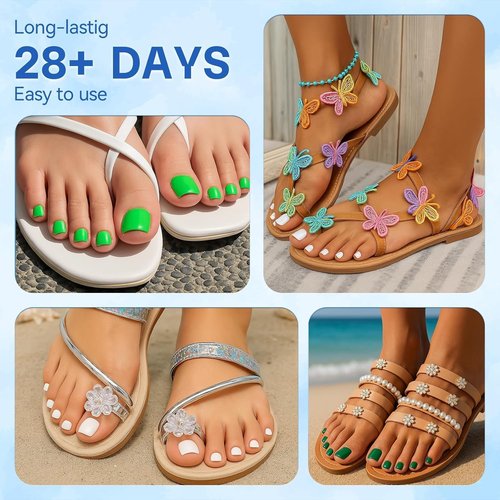 AMILHITON 120PCS Poly Gel Toe Nail Dual Forms, Straight Flat Clear Full Cover Molds for Wide Toenail Beds, Reusable Toenail Extension Forms for French Pedicure, 12 Sizes for Home DIY & Nail Salon