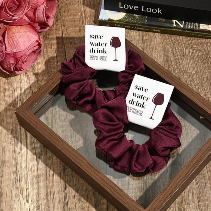 CEELGON Burgundy Bachelorette Party Favors Set of 8 Themed Bridesmaid Proposal Gifts Satin Scrunchies Hair Ties Bridal Shower Wedding Favors for Women