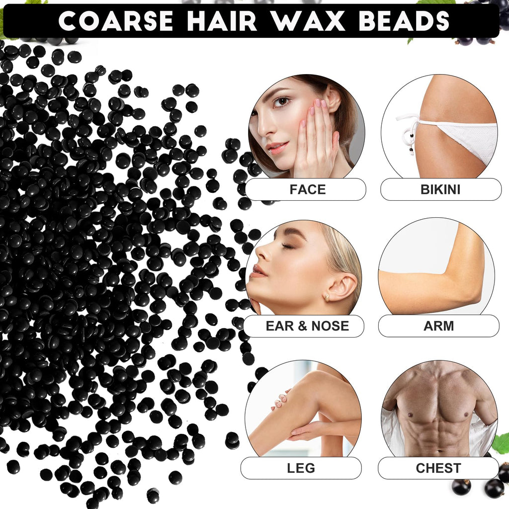 3.3lb Bulk Hard Wax Beads, Professional Waxing Bead for Brazilian, Bikini, Body, Face, Arms, Legs, Back, Chest, Coarse Hair Hair Removal, Scented Stripless Wax beans, 50 Wooden Sticks