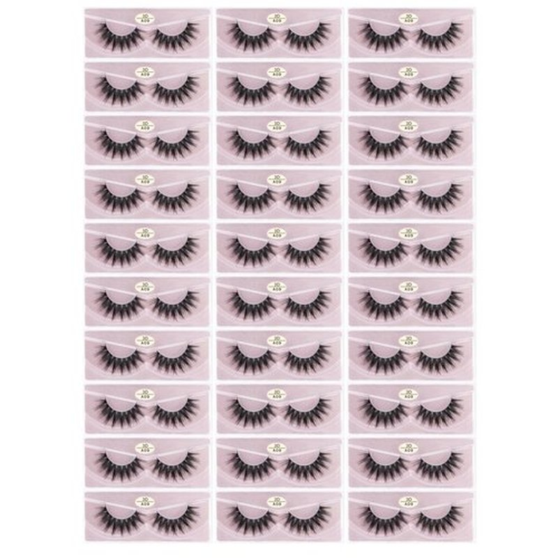 FARRED Wholesale Faux Mink Lashes 30 Pairs 3D A09 Medium Length Vegan Eyelashes Fluffy Volume Strip Lashes Bulk Fake Mixed Natural Look 3D False Eyelashes (3D A09)