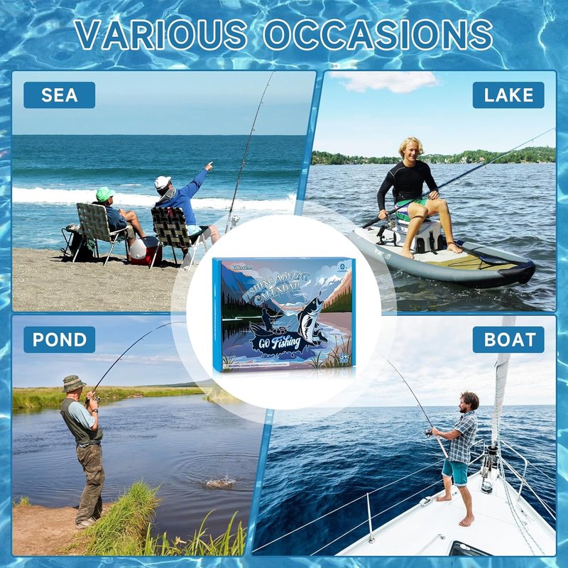 Fishing Advent Calendar - 24 Days of Christmas Surprises with Fishing Tool Kit & Tackle Lures