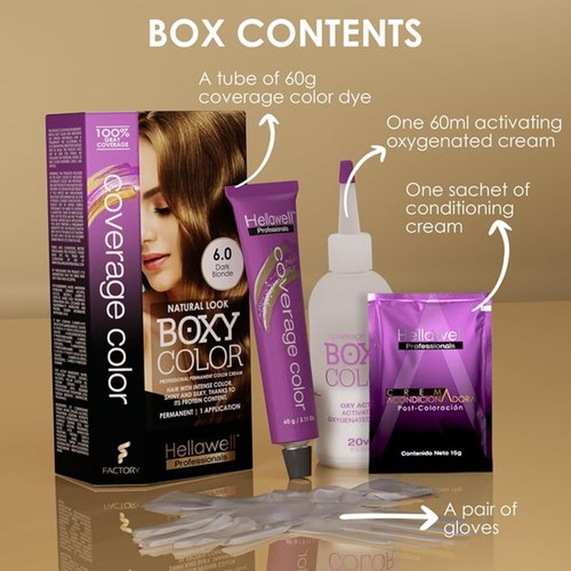 Skiennix Professional Coloring Kit - Permanent Hair Dye for Gray Coverage | 6.0 Dark Blonde + Reviving Shampoo & Conditioner