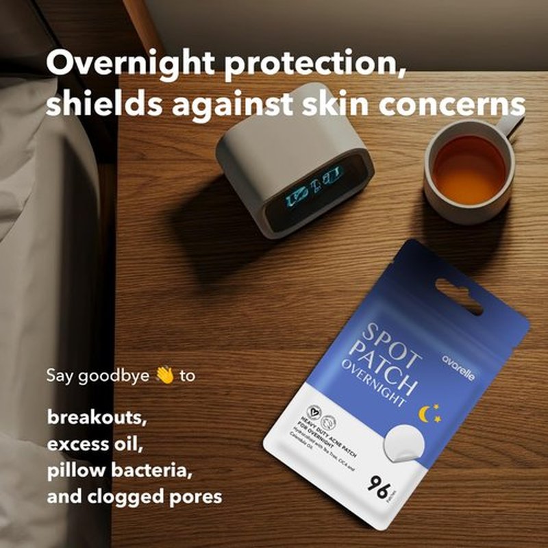 AVARELLE Spot Pimple Patches for Face | Good Night Acne Cover | Hydrocolloid with Tea Tree Oil | Acne Spot Treatment (12-14 mm, 96 ct)