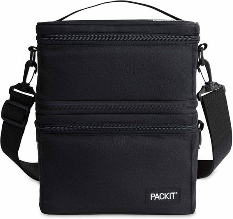 PackIt MOD 3-IN-1 Lunch Box - Insulated & Freezable with EcoFreeze Technology | Black, Versatile Design for Fresh Office Lunches