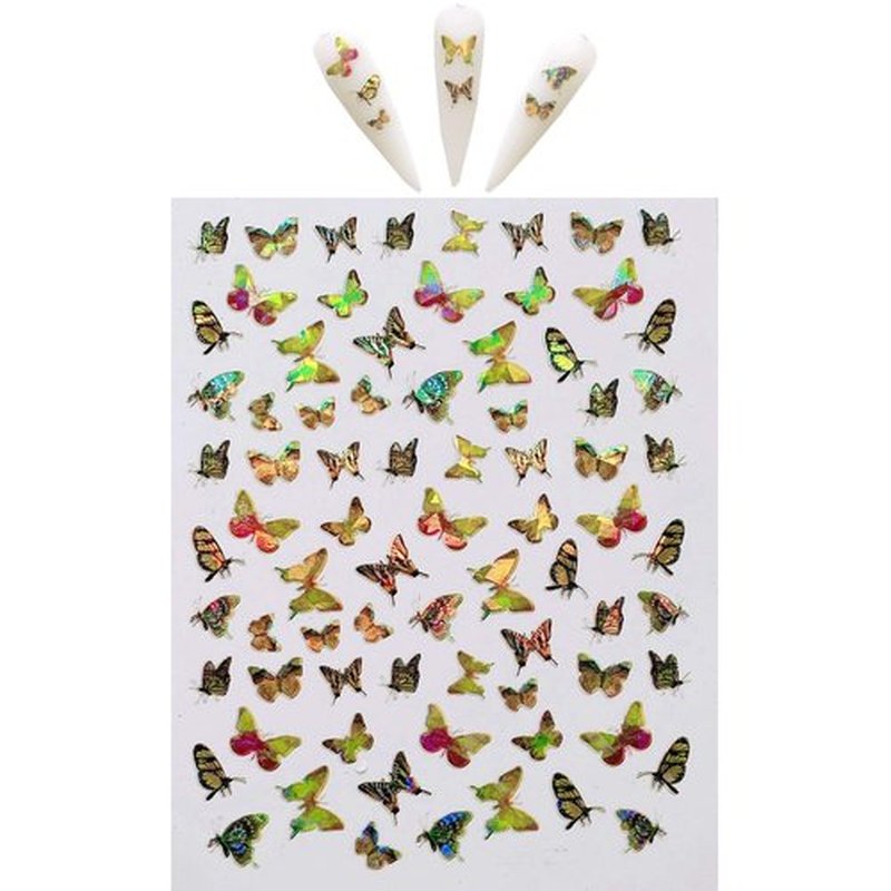 NAIL ANGEL 9sheets Nail Art Adhesive Sticker Sheets Different Laser Color Butterfly Shapes Nail Art Decoration 10215
