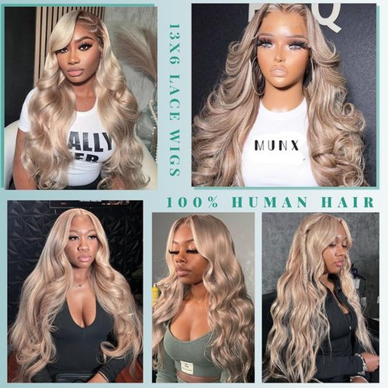 Munx Ash Blonde Wig Human Hair, 13X6 HD Transparent Glueless Wigs Lace Frontal for Black Women Pre Plucked Silky Straight Lace Front Wig Human Hair 180% Density 20Inch