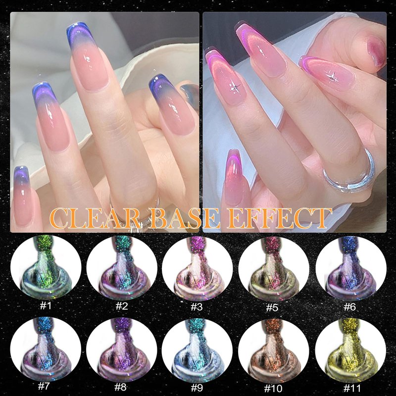 YEPYEPGO 9D Cat Eye Gel Nail Polish Set 12 Colors, Cat Eye Gel Polish with Magnet, Magnetic Cateye Chameleon Galaxy Effects Professional Use for Salon
