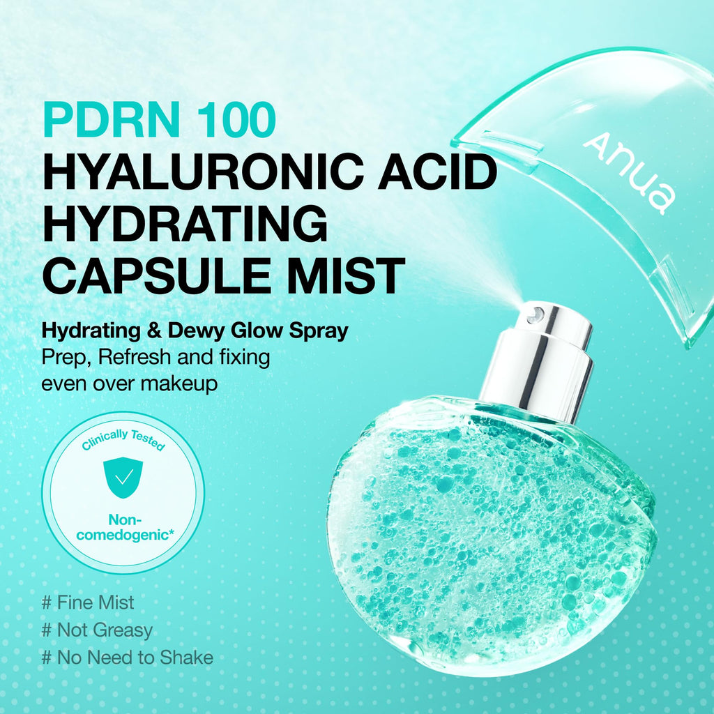 ANUA PDRN Collagen Glow Facial Serum Spray, Hydrating Face Mist, Hyaluronic Acid, dewy glass finish, All Skin Types, Instant Plumping Hydration, Firming Care, Korean Skincare, 1.01 fl oz