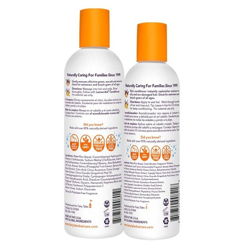 Fairy Tales Swim Shampoo & Conditioner Set - Natural Chlorine Removal for Kids | 12oz & 8oz Bottles