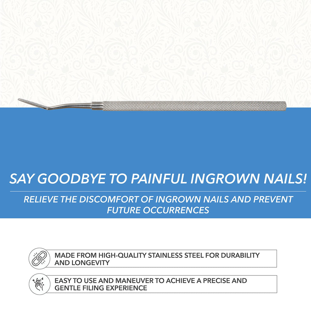 ForPro Professional Collection Ingrown Nail File, Surgical Grade Stainless Steel Ingrown Toenail Tool with Angled End
