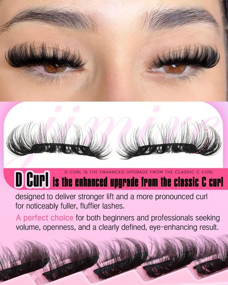 JIMIRE Mink Lashes Wispy Cat Eye Lashes Full 6D Volume False Eyelashes that Look Like Extensions 16MM Thick Soft D-Curly Fake Lashes 7 Pairs Pack