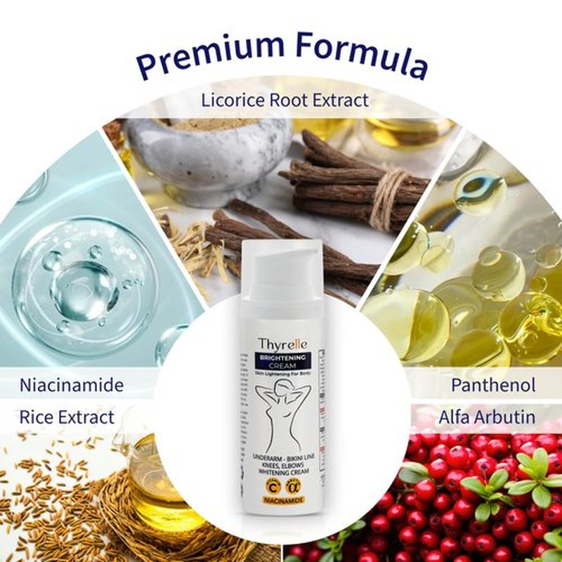 Skin Lightening Cream, Underarm, Knees, Elbows, Inner Thigh, Bikini Areas, Skin Bleaching Cream with premium ingredients (50ml, 1.69 fl oz)