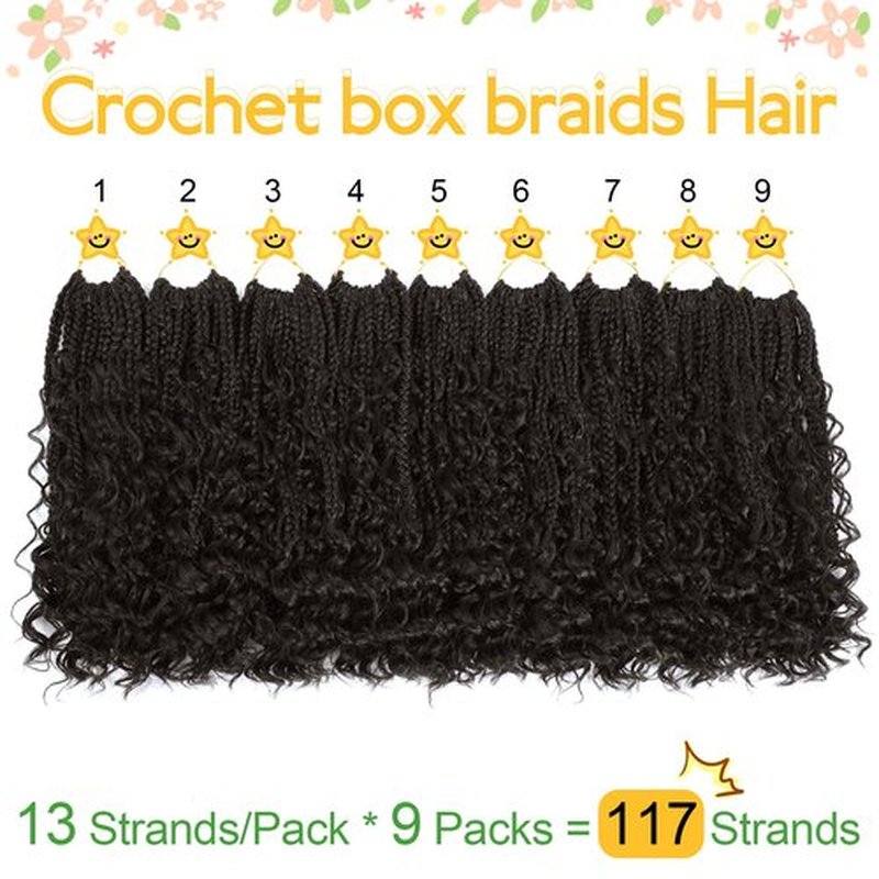 Fulcrum Goddess Box Braids Crochet Hair 10 Inch,9 Packs Boho Box Braid Crochet Hair for Women, Pre-looped Bohemian 3X Crochet Braiding Hair with Curly Ends(10Inch, 4#)