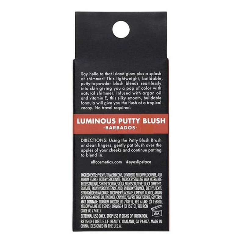 e.l.f. Luminous Putty Blush - Buildable Creamy Blush With Subtle Shimmer Finish | Vegan, Barbados