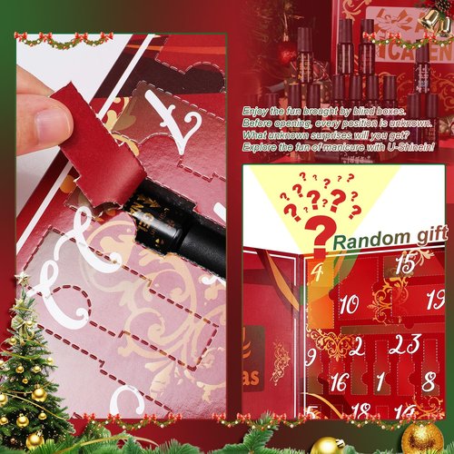 U-Shinein Nail Polish Advent Calendar 2025，24-Piece Nail Varnish Advent Calendar Christmas Calendar for Women and Girls, Nail Polish Colours Kit, Nail Art Tool Glitter Decorations Care and Accessories