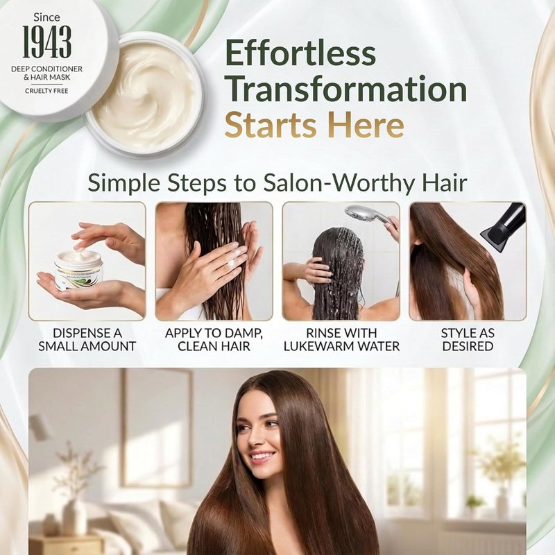 VITAMINS Keratin Hair Mask - Deep Conditioner for Dry, Damaged Hair with Biotin & Collagen - 13.5 Fl Oz