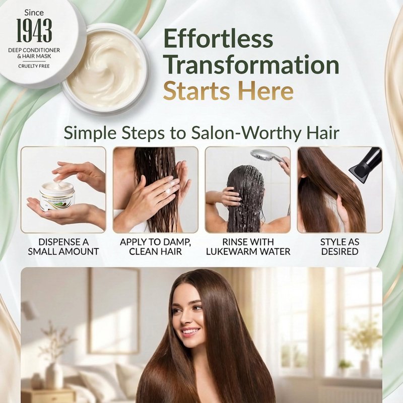 VITAMINS hair cosmetics Keratin Hair Mask - Protein Repair Keratin Treatment - Deep Conditioner for Dry, Damaged, Curly, Straight & Frizzy Hair with Biotin, Collagen & Castor Oil - 13.5 Fl Oz