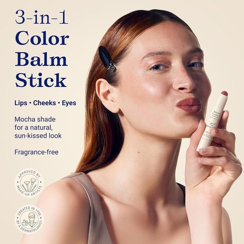 Embryolisse Color Balm - 3-in-1 Mocha Tint for Eyes, Lips & Cheeks | Hydrating Vegan Balm, 0.08 oz