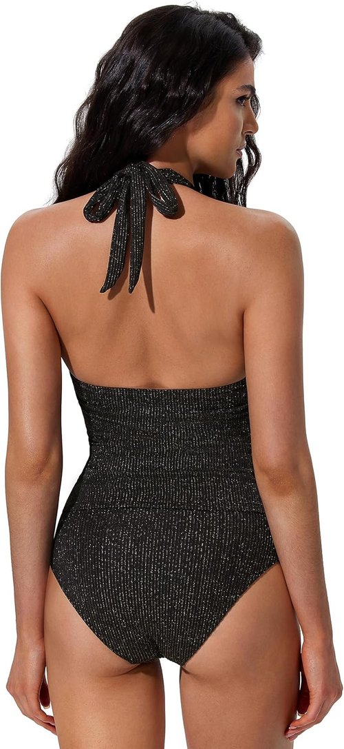 SUUKSESS Women’s High Waisted Tankini - Sexy Halter Tummy Control Backless Swimsuit