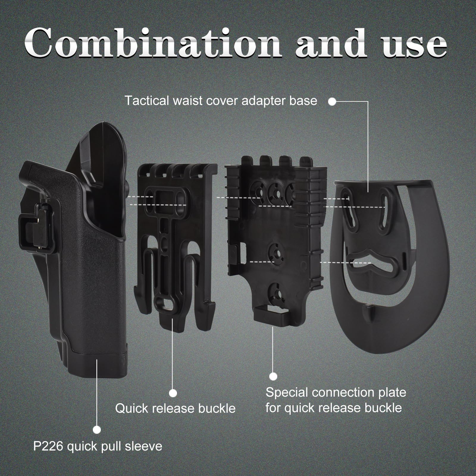 3PCS QLS Kit Quick Locking System Kit, QLS Receiver Plate Platform Attachment for Duty Holster Locking Fork Mid Ride Holster Quick Connect Drop Leg Mid-Ride Universal Belt Loop