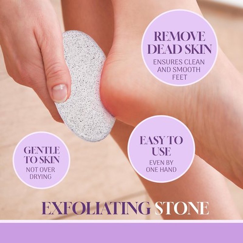 5pc Pedicure Kit - All-in-One Home Pedicure Set w/Toe Nail Clipper, Exfoliating Stone, Callus Smoother, Toe Separators, Foot Scrub Brush | Complete Foot Care Kit (Lavender)