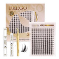 FEEGO Natural Lash Extension Kit 168Pcs Lash Clusters Kit Wispy Eyelash Extensions Individual Lashes Extensions with Bond and Seal Lash Glue and Eyelash Extension Tweezers DIY (MAGIC GIRL KIT A)
