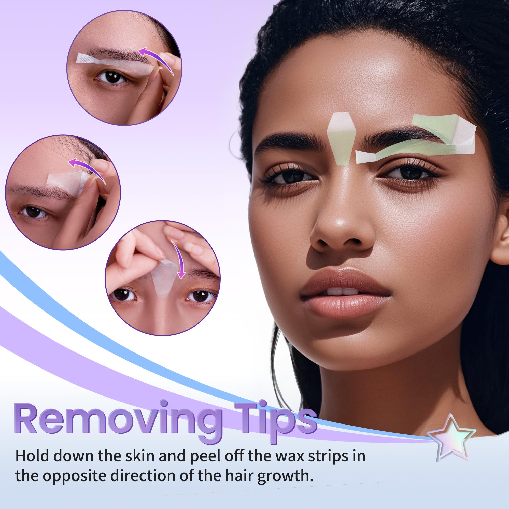 Eyebrow Wax Strips Facial Wax Strips for Hair Removal 24 Strips Eyebrow & Upper Lip Hair Remover with 4 Soothing Wipes Mouth waxing wax Eyebrow Hair Removal for Women LAWINK (Eyebrow)