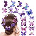 18Pcs Butterfly Clips with Rhinestones for Teens Women Y2K Glitter Hold Jaw Clips - Cute Headwear Gifts for Wedding, Back to School Hair Accessory, Purple