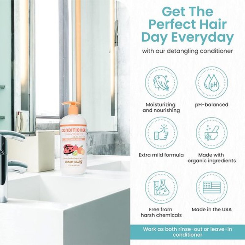 Little Twig Detangling Conditioner - Natural Plant-Derived Formula with Essential Oils | Tangerine, 17 fl oz
