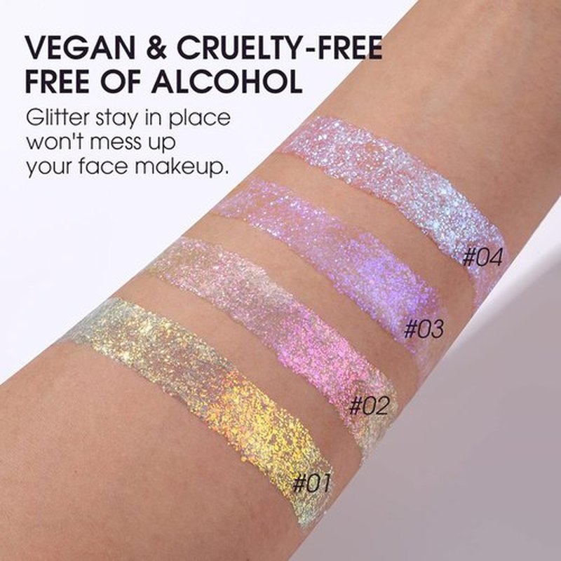 LANGMANNI Holographic Body Glitter Gel - Color Changing Vegan Formula for Body, Face & Hair | 1.35 oz (Sapphire Blue)