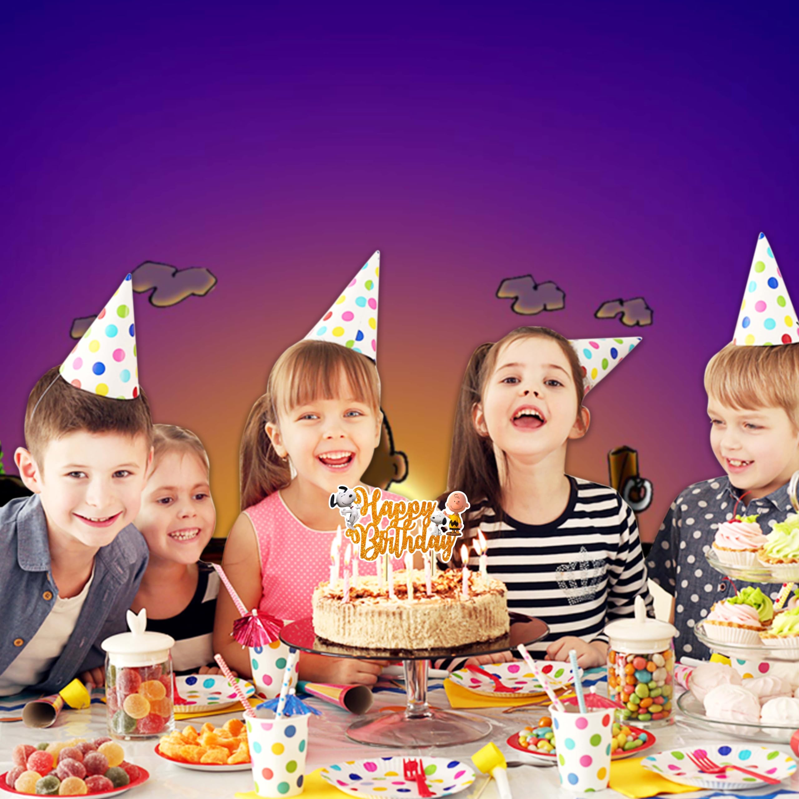 Charlie Broown Happy Birthday Cake Topper, Classic Cartoon Style Cake Topper for Birthday Celebration, Premium Cardstock Cake Decor for Themed Parties, Cake Decoration for Home and Event Celebrations