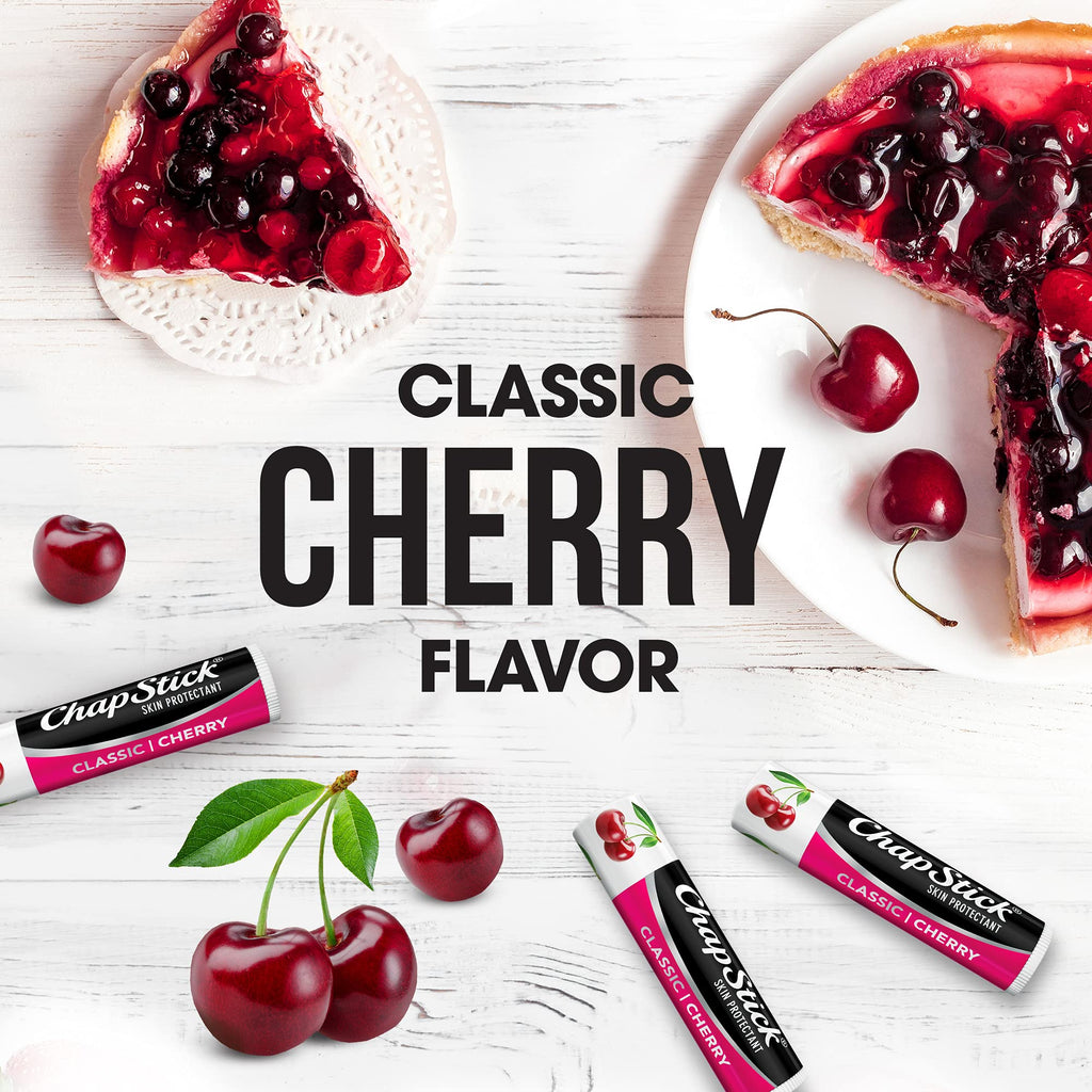 ChapStick Classic Cherry Lip Balm – Fruity & Sweet Lip Moisturizer for Dry Lips, 0.15 Oz Ea