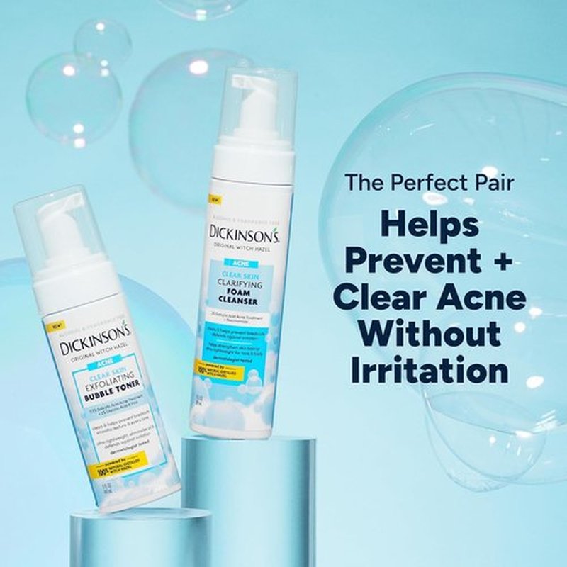 Dickinson’s Witch Hazel Acne Foam Cleanser - 2% Salicylic Acid & Niacinamide | Alcohol-Free Daily Face Wash | 7 Fl Oz