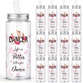 Vesici 24 Pcs Dance Competition Gifts Tumbler Cups with Lids and Straws Dance Lover Dancer Team Gifts Party Favors Plastic Reusable Tumbler for Girls Women Ballerina