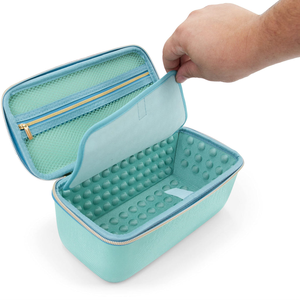 CASEMATIX Clipper Case Holds Clippers, Hair Buzzers, Trimmers, T Finisher Liner - Barber Travel Case For Stylist, Hairstylist and Salon Hair Cutting Supplies, Turquoise