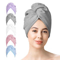 YoulerTex Microfiber Hair Towel Wrap Set: 5 Packs Turban Towel & Shower Cap for Women's Hair Care