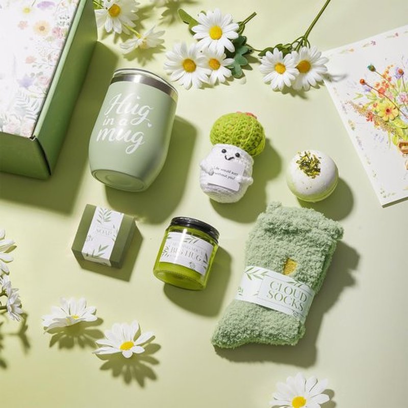 PrecisEdge Birthday Gifts for Women 11 Pcs Self Care Baskets for Women, Christmas Thinking of You Friendship Gift Box, Candles and Bath Shower Sets for Mom Grandma Sister Friends (Sage Green)