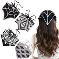 JATEBI 4 Pcs Skull Headbands Bat Crochet Bandanas Headband Spiderweb Gothic Head Scarf Knitted Triangle Hairband Halloween Hair Styling Accessories for Women