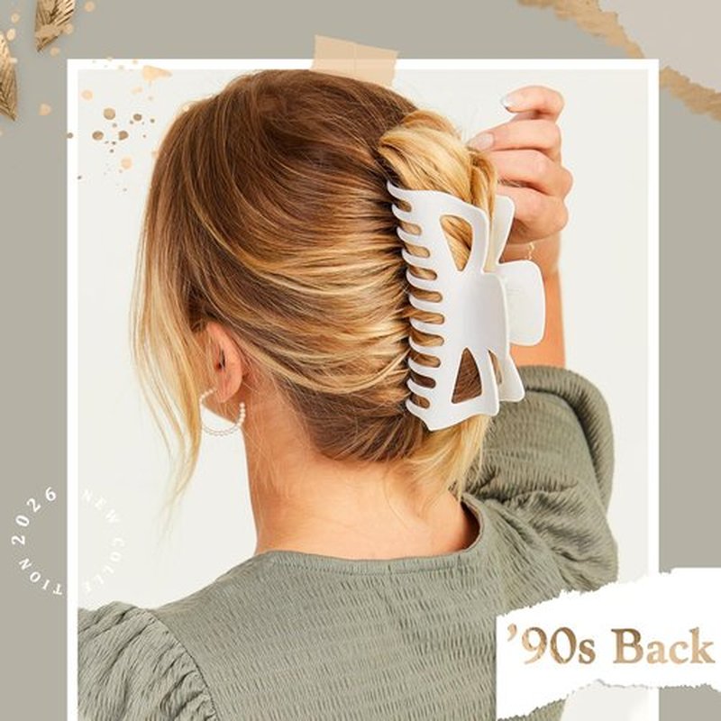 LILIEBE 5.5” Large Mello Claw Clips for Long Thick Hair, Silicone Flexible Hair Clips for Women, Soft Jaw Clips (Latte-4pcs)