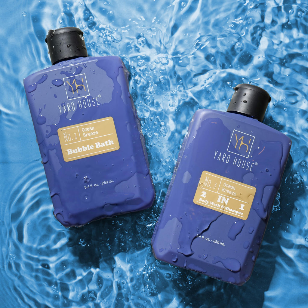 YARD HOUSE All Natural Bath and Body Spa Gift Basket Set for Men - Ocean Breeze - Luxury Men's Skin Care Kit For Him in Toiletry Bag for Relaxation, Revitalization, Exfoliating, Cleansing