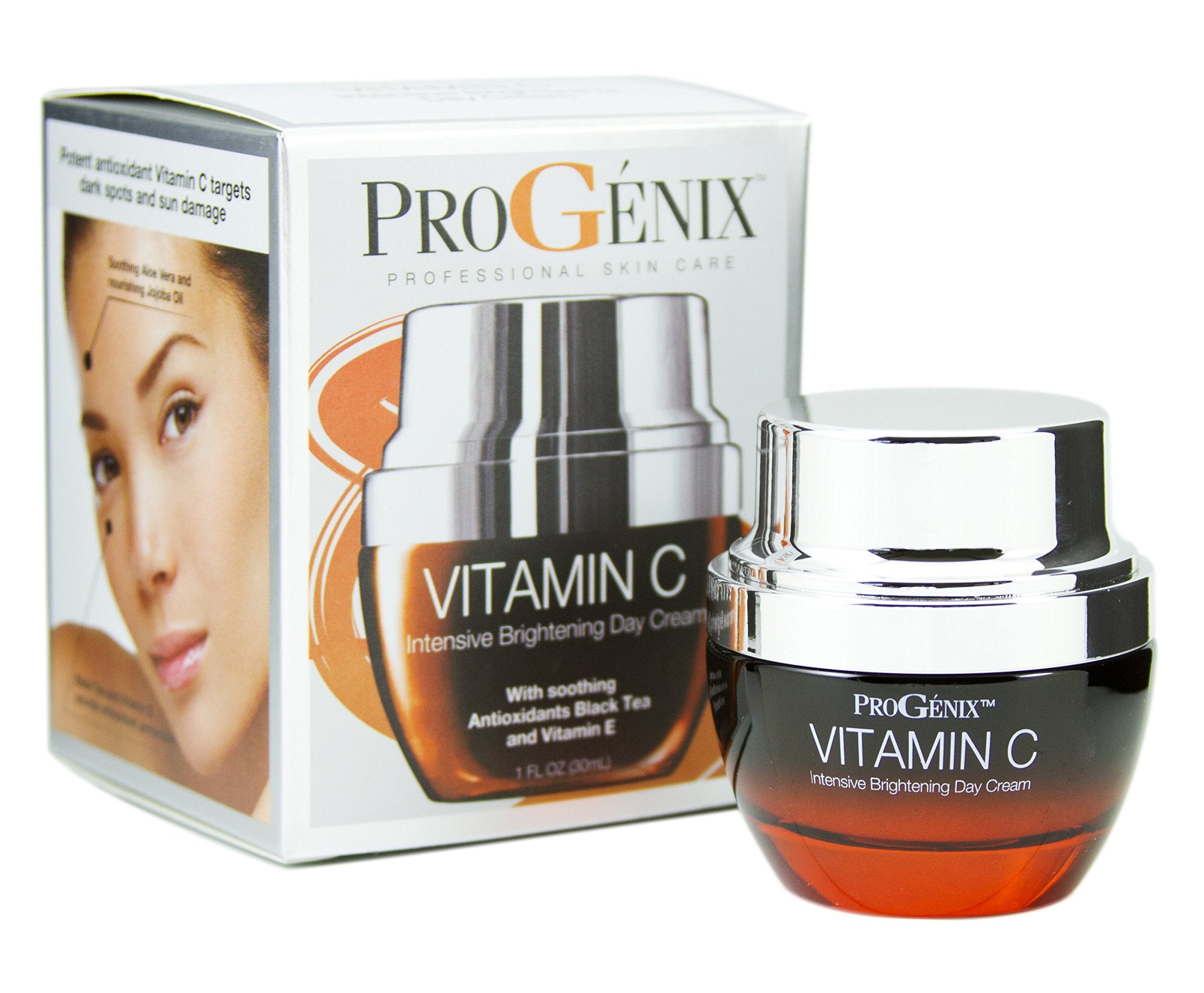 Progenix Vitamin C Face Cream Moisturizer Skin Care Facial Lotion, Potent Vitamin C Gel Cream For Face Targets Dry Skin, Age Spots, Wrinkles, Hyperpigmentation, & Sun Damaged Skin, 1 Oz