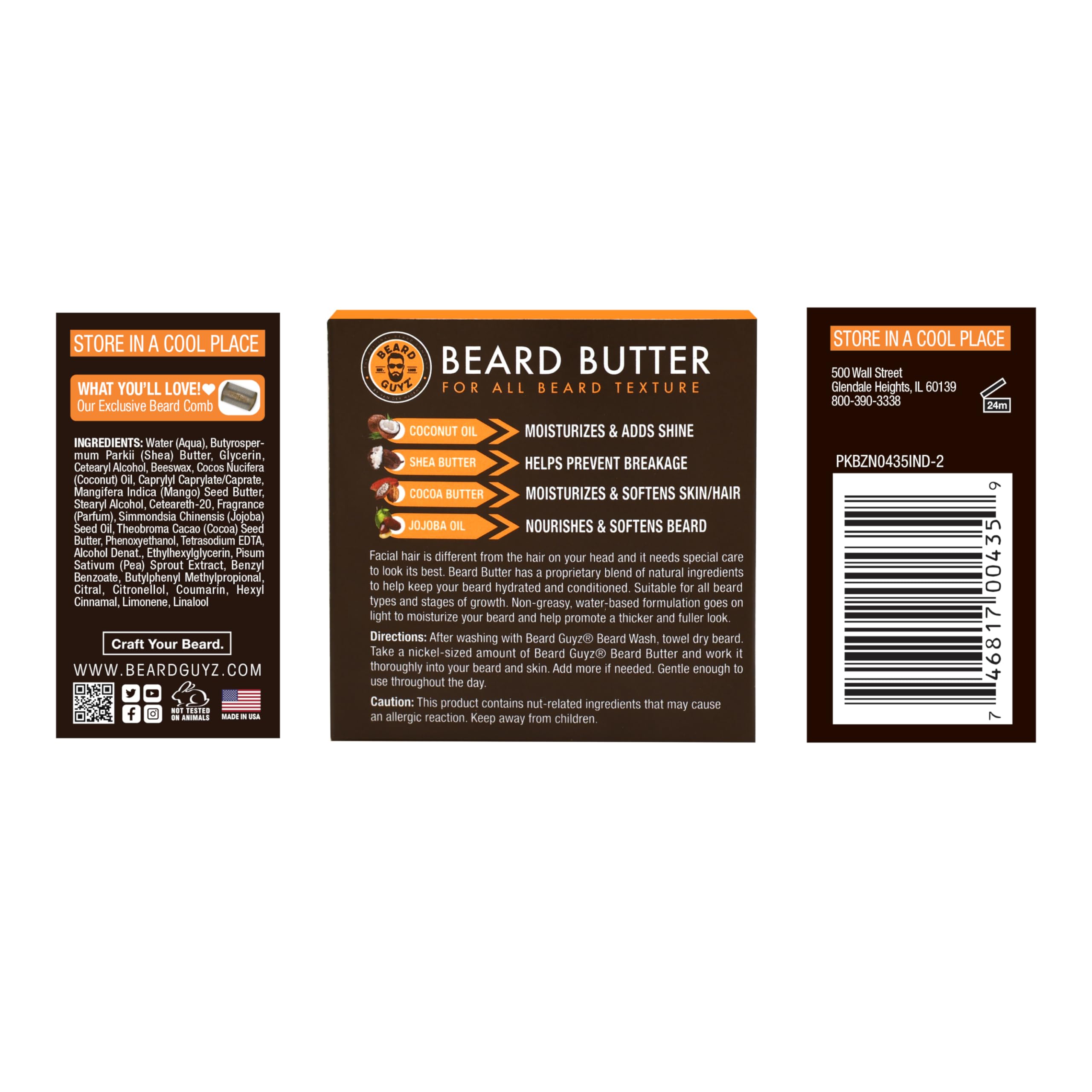 Beard Guyz Beard Butter – Moisturizing Beard Leave-In Conditioner and Softener for Men, Tames Frizz, Softens and Hydrates Facial Hair – 3 oz
