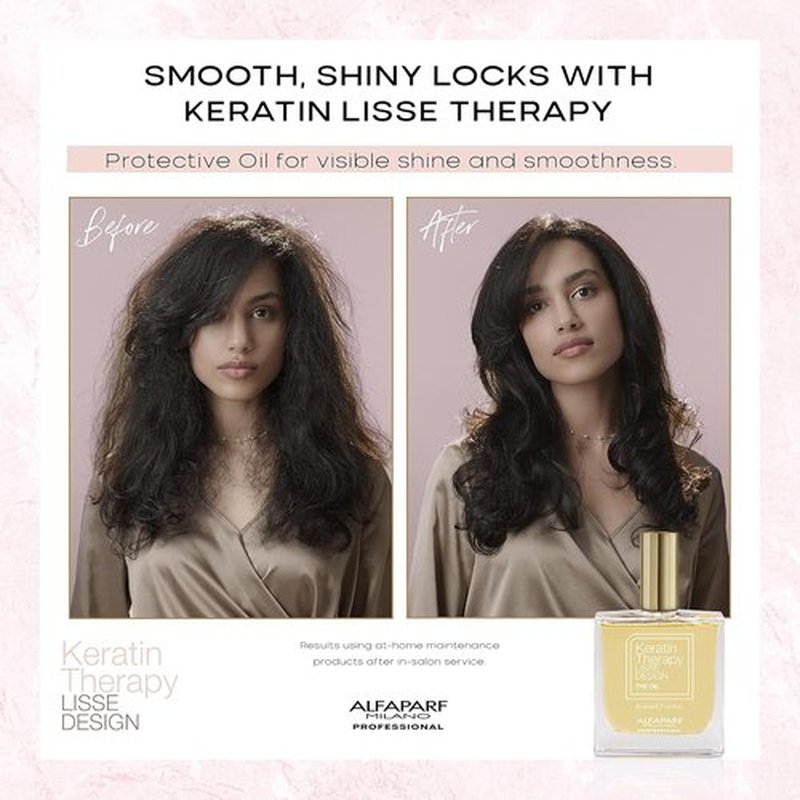 ALFAPARF MILANO Keratin Hair Oil - Anti-Frizz Treatment for Smooth, Shiny Hair | 1.69oz