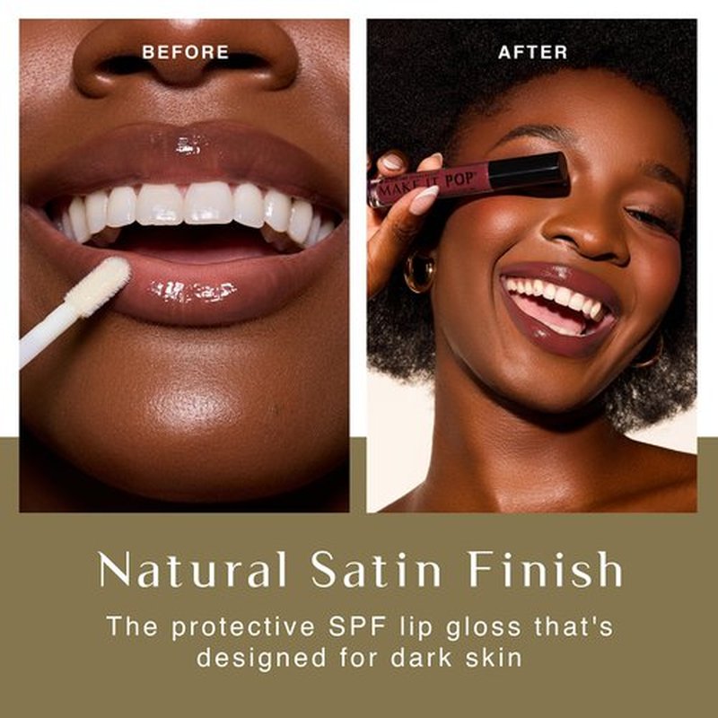 BLACK GIRL SUNSCREEN Make It Pop Sungloss for Women - SPF 50 Tinted Lip Gloss, Sunscreen Sungloss, Sun Protection for Skin, Hydrating & Moisturizing Care, Satin Finish - Cherry Noir, 0.13 fl oz