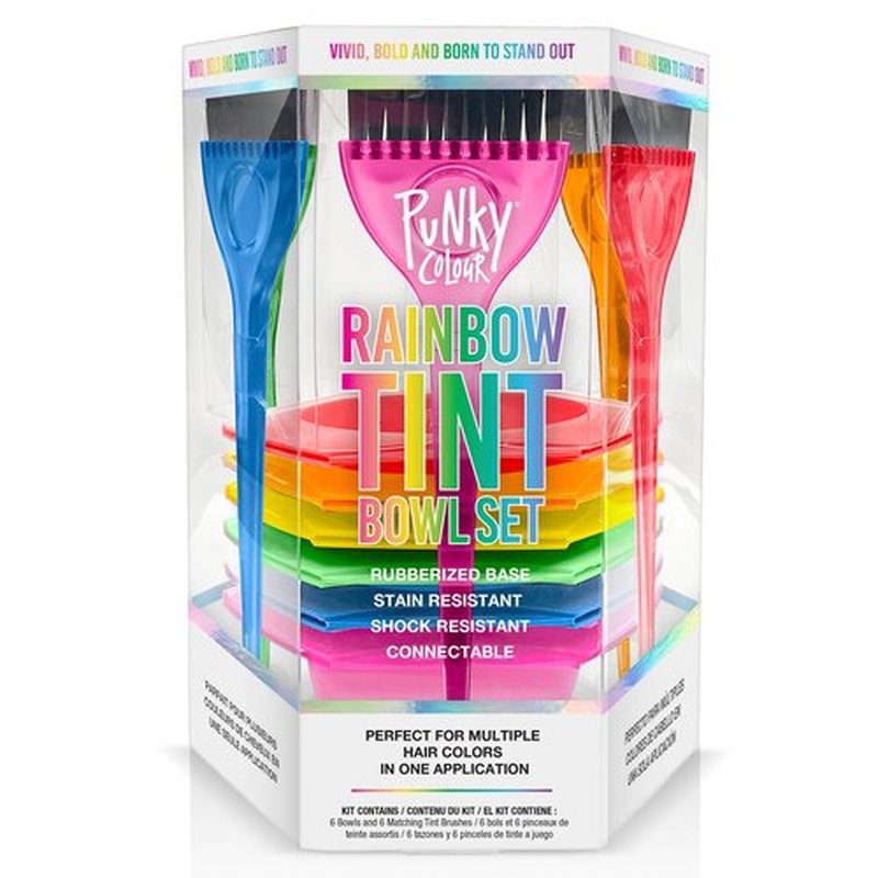 Punky Colour Hair Coloring Tools, Rainbow Tint Hair Dye Brush and Bowl Set - Multi-Color Hair Coloring Kit with Dye Mixing Bowls & Brushes, DIY Dyeing & Bleaching for Salon & At-Home Use