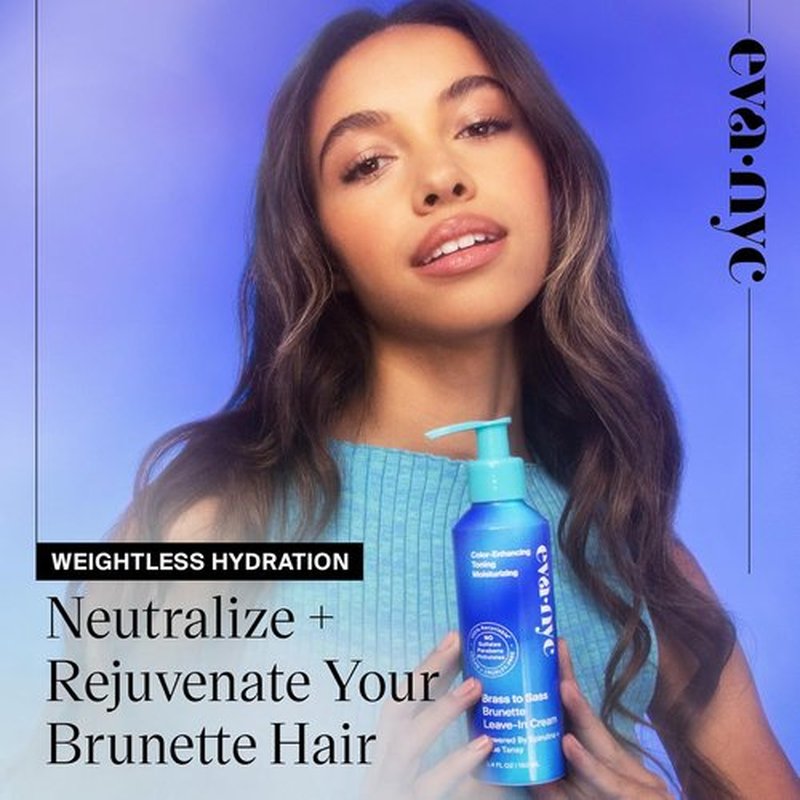 Eva NYC Brass to Sass Brunette Leave-In Cream - Vegan No-Rinse Toner for Color-Treated Hair, 5.4 fl oz
