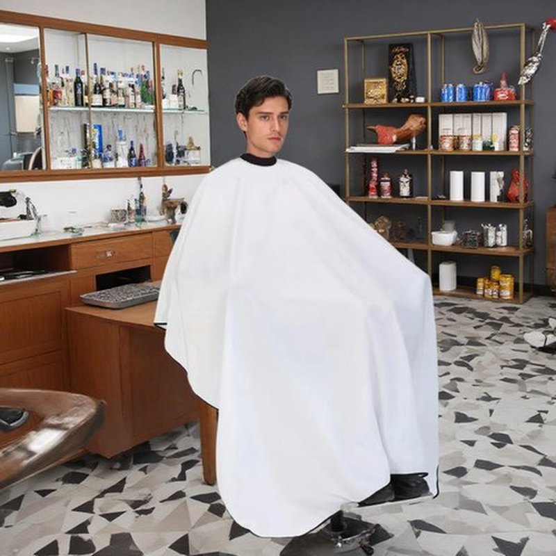 Nicoc Silicone Neckline Barber Cape, White, Waterproof Polyester Hair Cutting Cape, Snap Button Collar, Extra Large Haircut Cape (White)