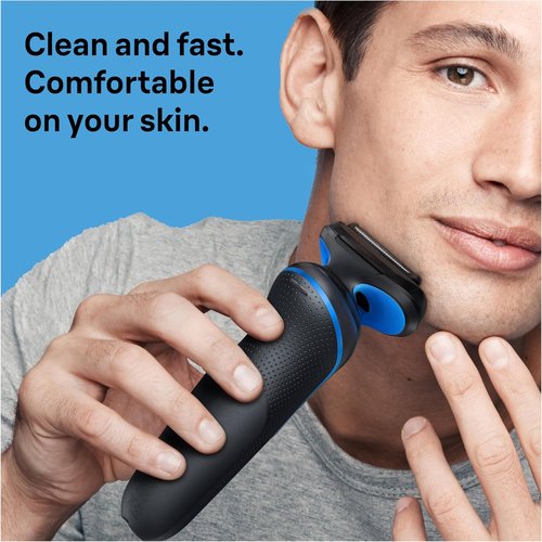 Braun Electric Shaver - Series 5 5150cs Wet & Dry Razor with Turbo Mode, Beard Trimmer & Charging Stand - Blue