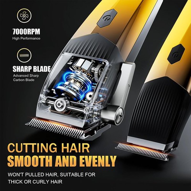Gzbdz Professional Hair Clippers,4 in 1 Hair Clippers for Men,Beard Trimmer& Rechargeable Shaver Set, Metal T-Blade, LED Display, Barber Hair Cutting Kit for Men Grooming &Gifts-Golden